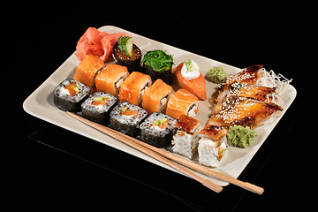 Image showing Japanese Sushi On A Table