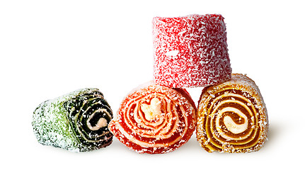 Image showing Four different pieces of Turkish delight