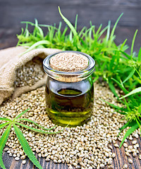 Image showing Oil hemp with seed on board