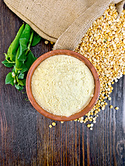 Image showing Flour pea in bowl on board top