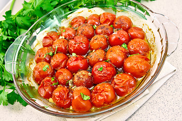 Image showing Tomatoes baked on table