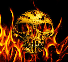 Image showing abstract golden skull