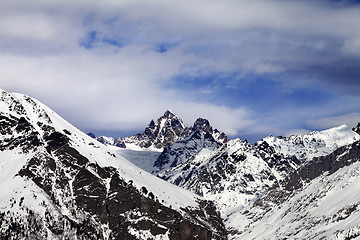 Image showing Snow mountain in sun winter day