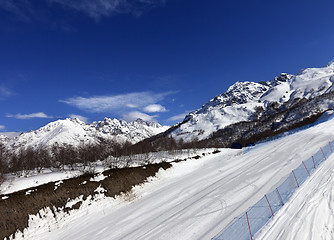 Image showing Ski slope in sun day