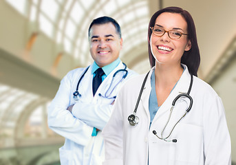 Image showing Two Doctors or Nurses Inside Hospital Building