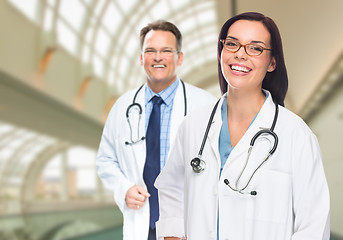 Image showing Two Doctors or Nurses Inside Hospital Building