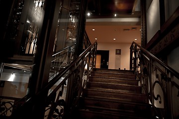 Image showing Wooden staircase closeup