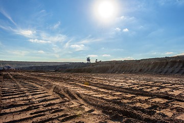 Image showing Large excavation site with roads ahead