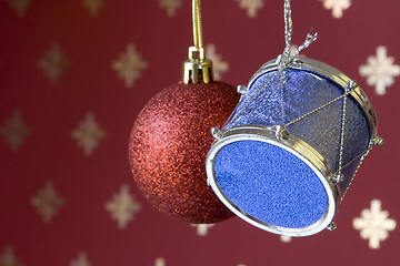 Image showing Christmas ball and drum (selective and soft focus)