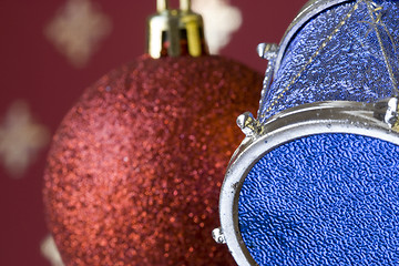Image showing Christmas ball and drum (selective and soft focus)