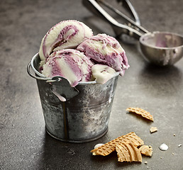 Image showing vanilla and blueberry ice cream