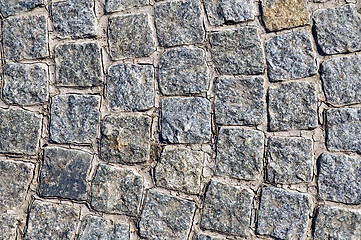 Image showing Pavement of granite square tiles