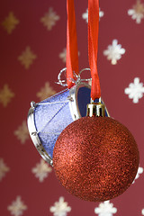 Image showing Christmas ball and drum (selective and soft focus)