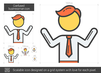 Image showing Confused businessman line icon.