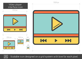 Image showing Video player interface line icon.