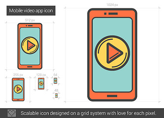 Image showing Mobile video app line icon.