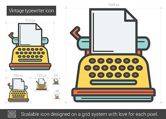 Image showing Vintage typewriter line icon.