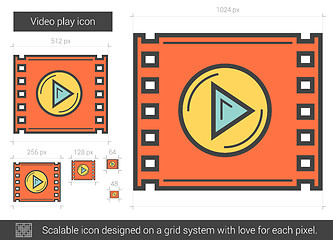 Image showing Video play line icon.