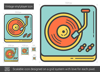 Image showing Vintage vinyl player line icon.