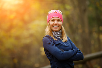 Image showing Girl in sportswear at forest
