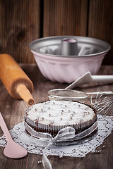 Image showing Christmas cake with baking utensils