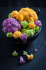 Image showing Assortment of organic cauliflower 