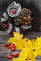 Image showing autumn leaves wreath