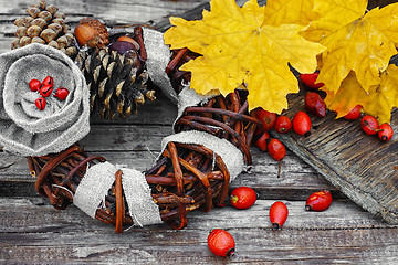 Image showing autumn leaves wreath