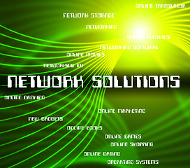 Image showing Network Solutions Represents Global Communications And Communica