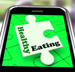Image showing Healthy Eating On Smartphone Shows Dieting And Health Care
