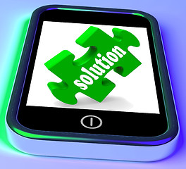 Image showing Solution On Smartphone Shows Successful Strategies