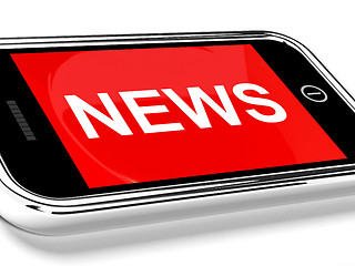 Image showing News Headline On Mobile Phone For Online Information Or Media