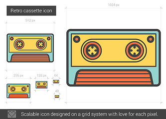 Image showing Retro cassette line icon.