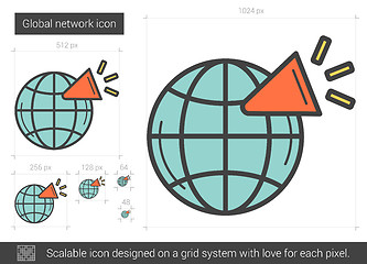 Image showing Global network line icon.