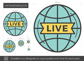 Image showing Live broadcasting line icon.