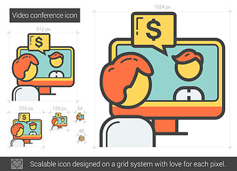 Image showing Video conference line icon.