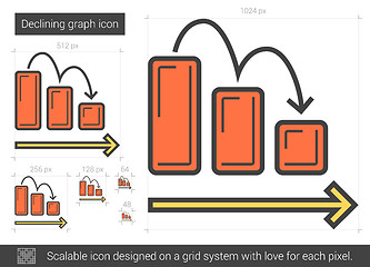 Image showing Declining graph line icon.