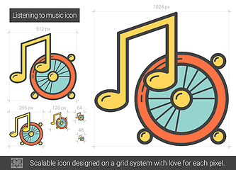 Image showing Listening to music line icon.