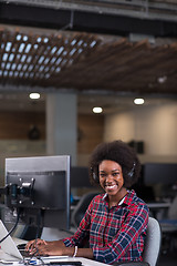 Image showing portrait of a young successful African-American woman in modern 