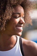 Image showing Close up portrait of a beautiful young african american woman sm