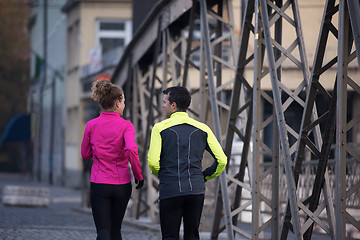 Image showing young  couple jogging