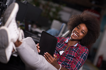 Image showing portrait of a young successful African-American woman in modern 