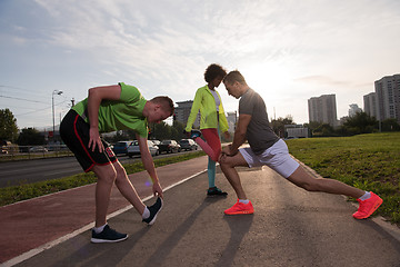 Image showing multiethnic group of people on the jogging