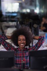 Image showing portrait of a young successful African-American woman in modern 