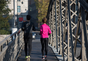 Image showing young  couple jogging