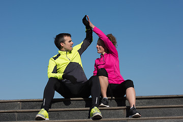 Image showing congratulate and happy to finish morning workout