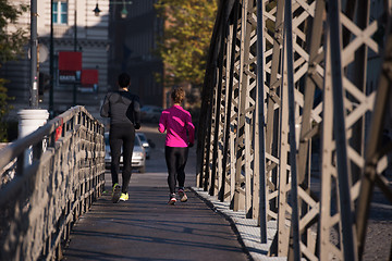 Image showing young  couple jogging