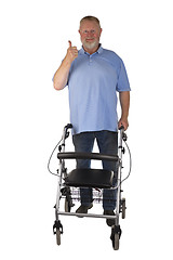 Image showing Friendly Male Senior with  Rollator