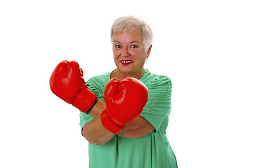 Image showing Female senior boxing