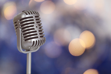 Image showing Retro Microphone with bokeh background